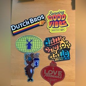 Rare Hard to Find Dutch Bros Stickers Lot of 6 Christmas Halloween Arizona,